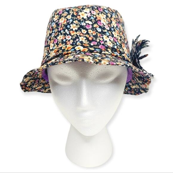 Y2k 90's Vintage Claires Floral & Lace Bucket Hat - Picture 2 of 4